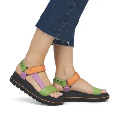 Rieker Damen Riemchensandalen black-green-pink-orange