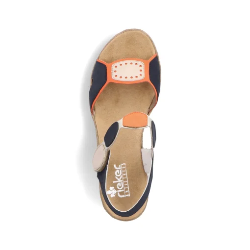 Rieker Damen Riemchensandaletten pastellorange-pazifikblau