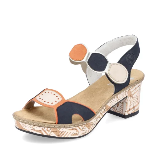 Rieker Damen Riemchensandaletten pastellorange-pazifikblau
