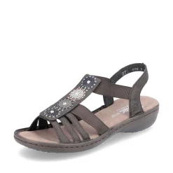 Rieker Damen Riemchensandalen schwarzgrau