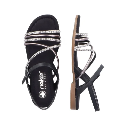 Rieker Damen Riemchensandalen tiefschwarz
