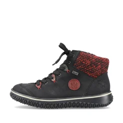 Rieker Damen Schnürschuhe graphitschwarz-weinrot