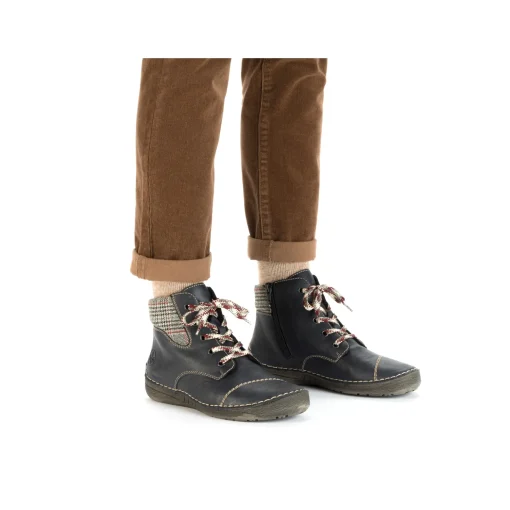 Rieker Damen Schnürschuhe stahlblau