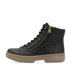 Rieker Damen Schnürstiefel asphaltschwarz