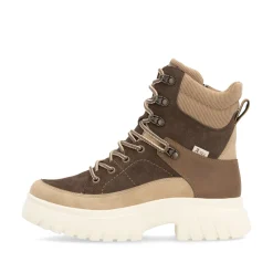Rieker Damen Schnürstiefel holzbraun-lehmbeige
