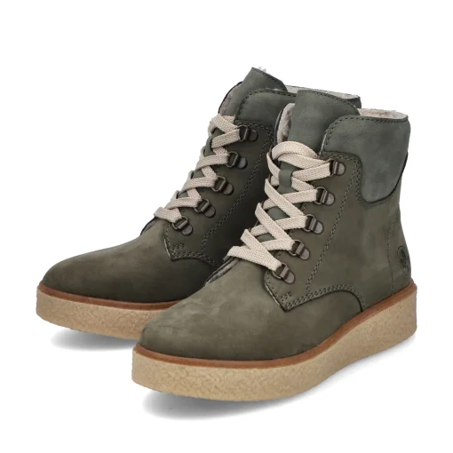Rieker Damen Schnürstiefel schilfgrün