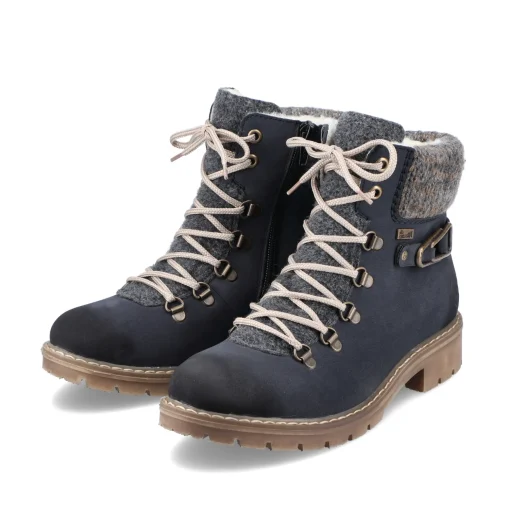 Rieker Damen Schnürstiefel dunkelblau