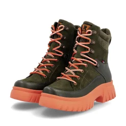 Rieker Damen Schnürstiefel khaki-glutorange
