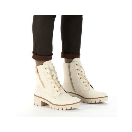 Rieker Damen Schnürstiefel hellbeige