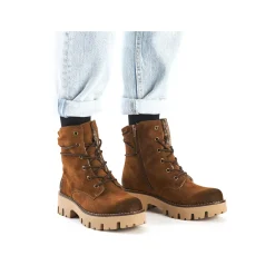 Rieker Damen Schnürstiefel kamelbraun