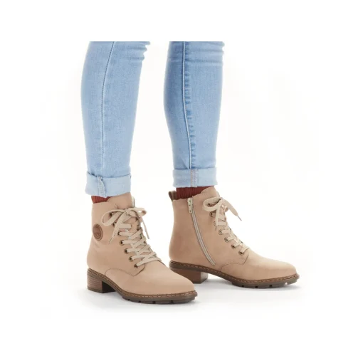 Rieker Damen Schnürstiefel sandbeige