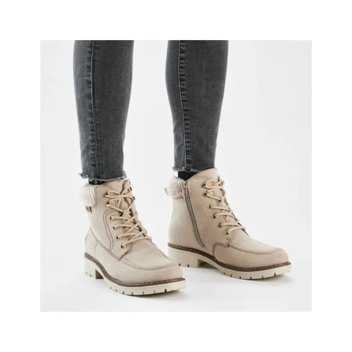Rieker Damen Schnürstiefel sandbeige