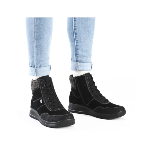 Rieker Damen Schnürstiefel urbanschwarz