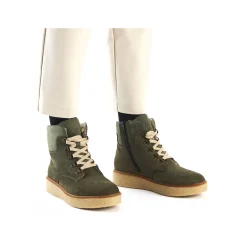 Rieker Damen Schnürstiefel schilfgrün