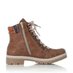 Rieker Damen Schnürstiefel macciatobraun-bunt
