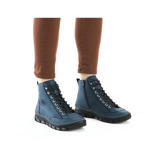 Rieker Damen Schnürstiefel californiablau