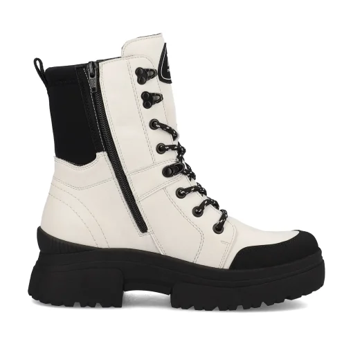 Rieker Damen Schnürstiefel snow-white deep-black