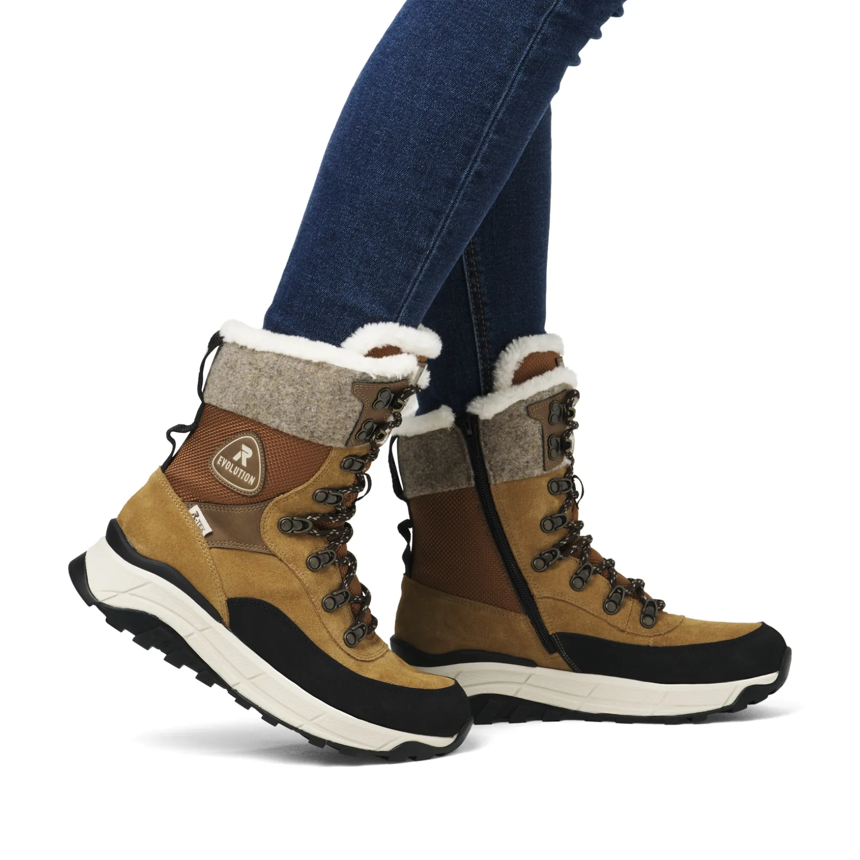 Rieker Damen Schnürstiefel kamelbraun