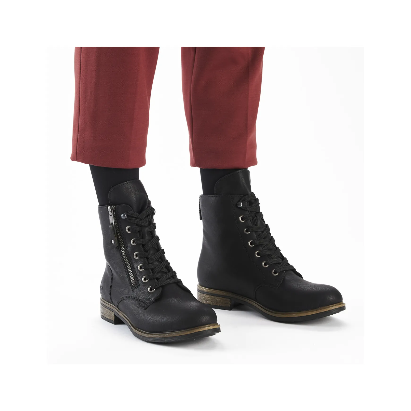 Rieker Damen Schnürstiefel asphaltschwarz