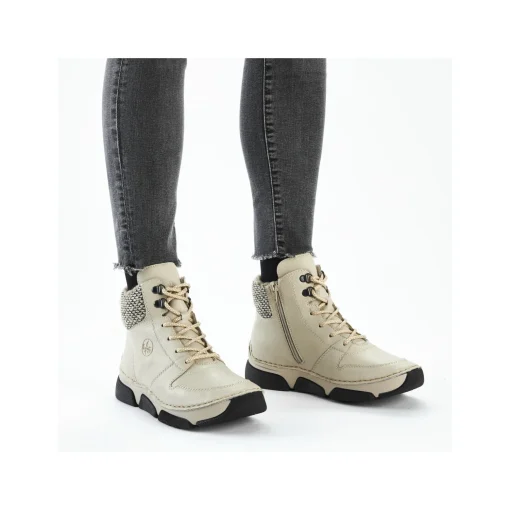 Rieker Damen Schnürstiefel hellbeige