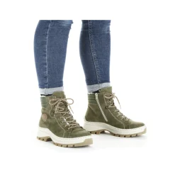Rieker Damen Schnürstiefel schilfgrün