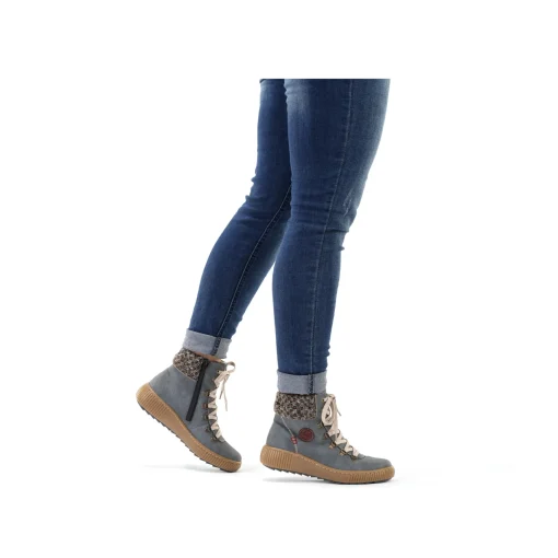 Rieker Damen Schnürstiefel cyanblau