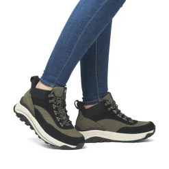 Rieker Damen Schnürstiefel urbanschwarz-khaki