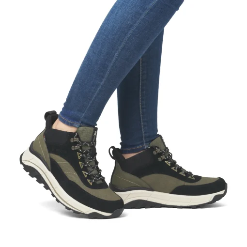 Rieker Damen Schnürstiefel urbanschwarz-khaki