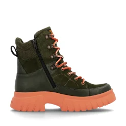 Rieker Damen Schnürstiefel khaki-glutorange