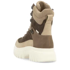 Rieker Damen Schnürstiefel holzbraun-lehmbeige