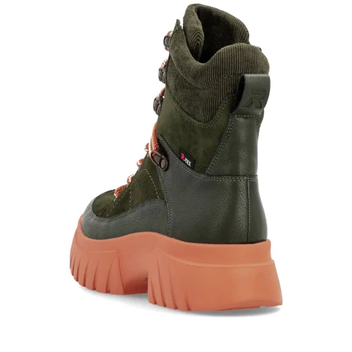 Rieker Damen Schnürstiefel khaki-glutorange