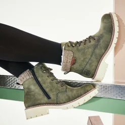 Rieker Damen Schnürstiefel kaktusgrün