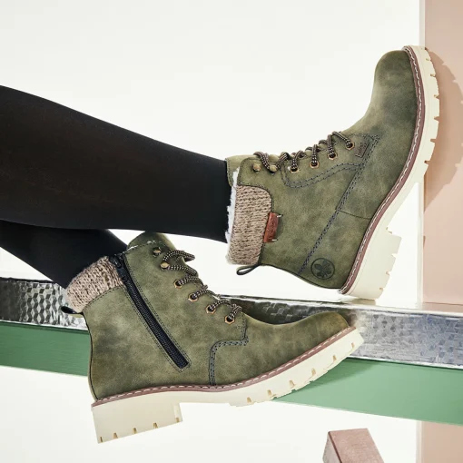 Rieker Damen Schnürstiefel kaktusgrün