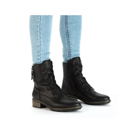 Rieker Damen Schnürstiefel nachtschwarz