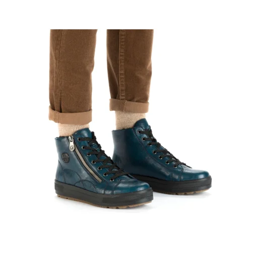 Rieker Damen Schnürstiefel petrol-schwarz