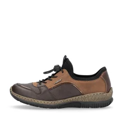 Rieker Damen Slipper braun-kombi