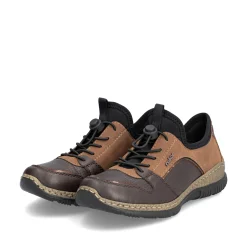 Rieker Damen Slipper braun-kombi