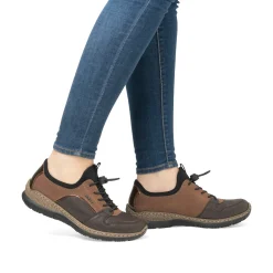 Rieker Damen Slipper braun-kombi