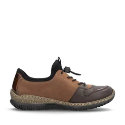 Rieker Damen Slipper braun-kombi