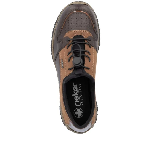 Rieker Damen Slipper braun-kombi