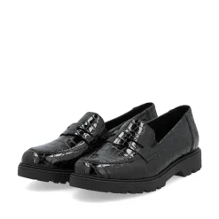 Rieker Damen Slipper glanzschwarz