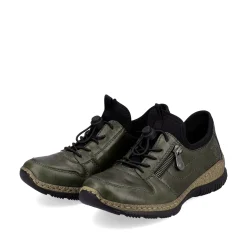 Rieker Damen Slipper graugrün-schwarz