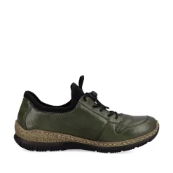 Rieker Damen Slipper graugrün-schwarz