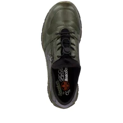 Rieker Damen Slipper graugrün-schwarz