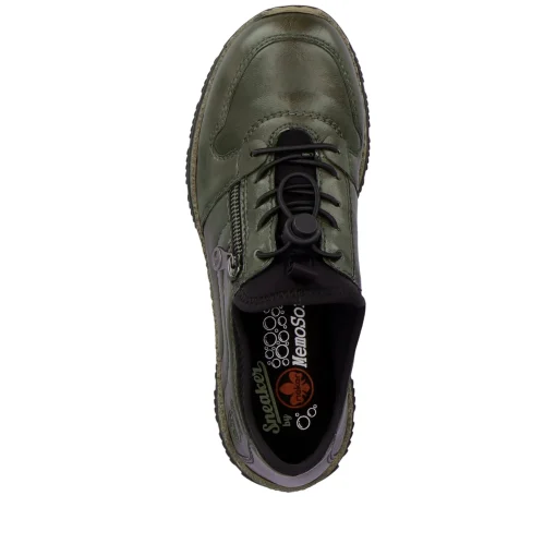 Rieker Damen Slipper graugrün-schwarz