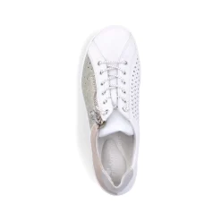 Rieker Damen Slipper perlweiß-mintgrün-beige