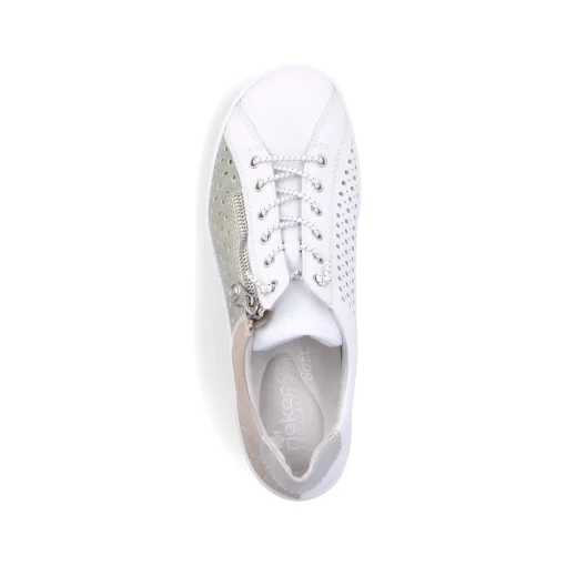 Rieker Damen Slipper perlweiß-mintgrün-beige