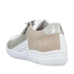 Rieker Damen Slipper perlweiß-mintgrün-beige