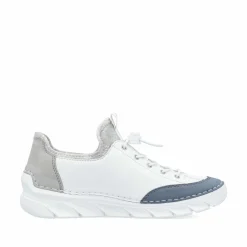 Rieker Damen Slipper reinweiß-ozeanblau