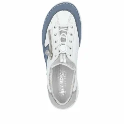 Rieker Damen Slipper reinweiß-ozeanblau